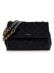 Guess Torebka w kolorze czarnym - 27 x 18,5 x 10 cm rozmiar: onesize. Czarne torebki klasyczne damskie Guess, z aplikacjami, z materiału, bez dodatków. Za 439.24 zł.