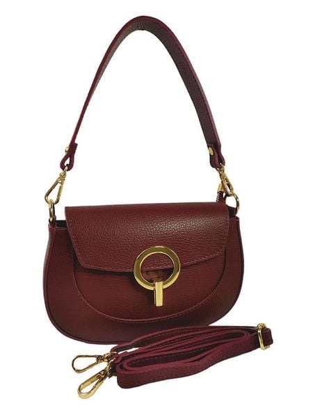 ORE10 Skórzana torebka "Stross" w kolorze ciemnoczerwonym - 24 x 16 x 5 cm rozmiar: onesize. Czerwone torebki klasyczne damskie ORE10, bez wzorów, z materiału, bez dodatków. Za 217.99 zł.