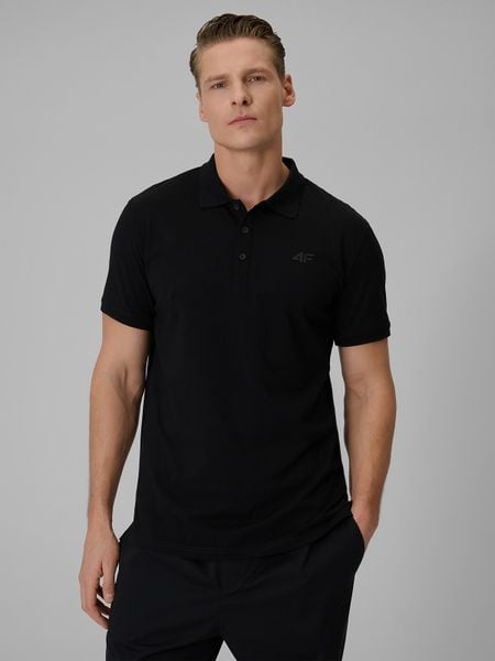 4F Koszulka polo regular męska - czarna XL. Czarne koszulki polo męskie 4f, m, bez wzorów, z bawełny, bez ramiączek. Za 89.99 zł.