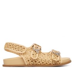 Sandały Patrizia Pepe. Brązowe sandały damskie Patrizia Pepe, bez wzorów, bez obcasa, na płaskiej podeszwie. Za 579.99 zł.