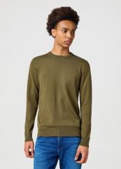 WRANGLER MĘSKI SWETER KNIT SWEATER IVY GREEN 112357202 W8F2016396. Zielone swetry męskie Wrangler, m, bez wzorów, bez kołnierzyka. Za 149.99 zł.