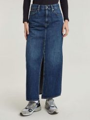 G-Star Spódnica dżinsowa "Victoria" w kolorze granatowym rozmiar: W27. Niebieskie spódniczki damskie G-Star, z aplikacjami, z bawełny, klasyczne, z podwyższonym stanem, maxi, proste. Za 212.80 zł.