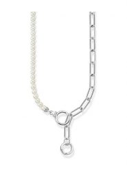 Thomas Sabo Srebrny naszyjnik z perłami - dł. 47 cm rozmiar: onesize. Szare naszyjniki damskie thomas sabo, srebrne. Za 869.95 zł.