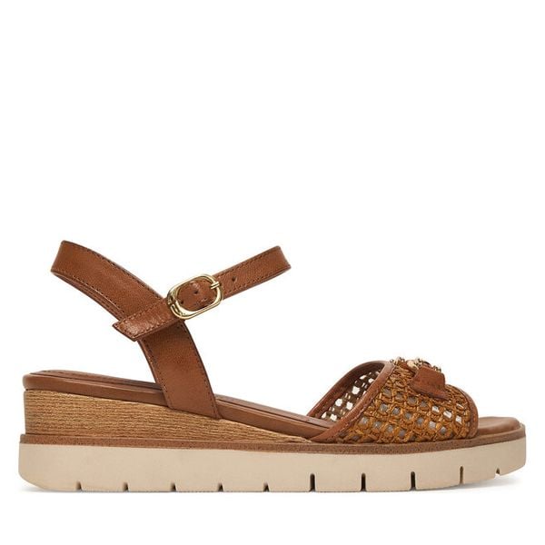 Sandały Tamaris. Brązowe sandały damskie Tamaris, bez wzorów, bez obcasa, na koturnie. Za 329.99 zł.