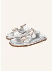 MELVIN & HAMILTON Skórzane klapki "Eve 1" w kolorze srebrnym rozmiar: 42. Szare klapki damskie MELVIN & HAMILTON, bez wzorów, bez obcasa. Za 374.19 zł.