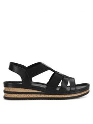 Go Soft Sandały RST-2314-05 Czarny. Czarne sandały damskie GO SOFT, bez wzorów, z materiału, bez obcasa, na koturnie. Za 118.99 zł.