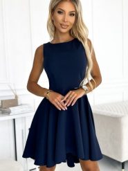 Sukienka Model 397-2 Navy - Numoco. Niebieskie sukienki damskie Numoco, na wesele, l, bez wzorów, z elastanu, eleganckie, bez kołnierzyka, plus size, bez ramiączek. Za 336.51 zł.