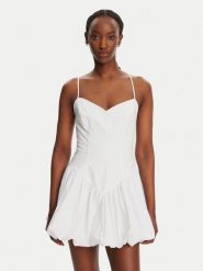 BARDOT Sukienka koktajlowa Lissett Poplin 59794DB Biały Slim Fit. Białe sukienki damskie BARDOT, bez wzorów, z bawełny, wizytowe, bez kołnierzyka, bez ramiączek. Za 349.99 zł.