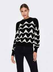 JDY Sweter w kolorze czarno-kremowym rozmiar: XL. Brązowe golfy damskie JDY, xl, bez wzorów, ze splotem, bez ramiączek. Za 87.81 zł.