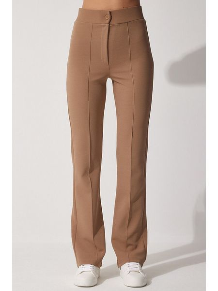 Happiness Istanbul Spodnie w kolorze karmelowym rozmiar: 38. Brązowe spodnie materiałowe damskie Happiness Istanbul, bez wzorów, z materiału, z podwyższonym stanem. Za 83.62 zł.