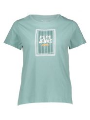 Pepe Jeans Koszulka w kolorze turkusowym rozmiar: XS. Niebieskie bluzki damskie Pepe Jeans, xs, bez wzorów, z bawełny, bez kołnierzyka, bez ramiączek. Za 78.66 zł.