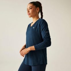 Koszulka sportowa z długim rękawem damska Discern. Szare bluzki sportowe damskie Dare 2b, bez kołnierzyka, bez ramiączek. Za 157.50 zł.