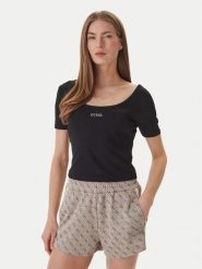 Guess T-Shirt V6GP04 K2969 Czarny Slim Fit. Czarne bluzy z kapturem damskie Guess, xs, z lyocellu. Za 124.99 zł.