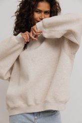 Bluza damska o prostym kroju w kolorze LATTE MELANGE - OHIO-UNI. Brązowe bluzy bez kaptura damskie Marsala, m, z bawełny. Za 349.90 zł.