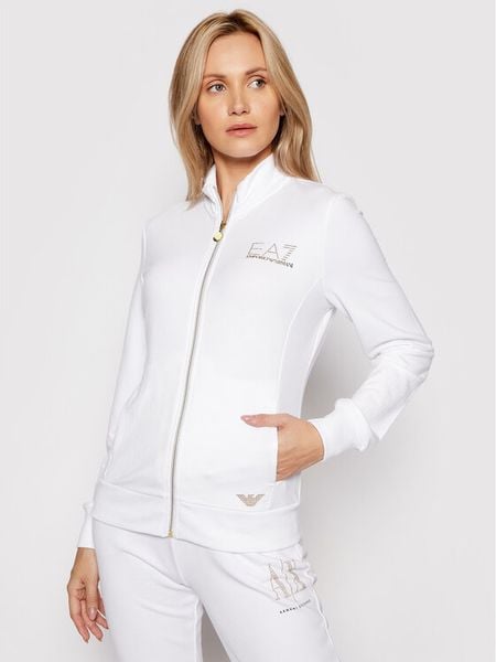 EA7 Emporio Armani Bluza 8NTM43 TJ9RZ 1100 Biały Regular Fit. Białe bluzy bez kaptura damskie EA7 Emporio Armani, xs, z syntetyku. Za 409.99 zł.