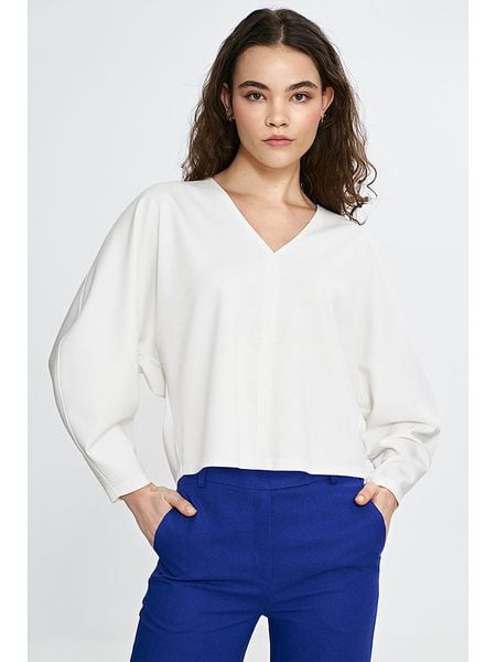 Nife Bluzka w kolorze kremowym rozmiar: 40/42. Brązowe bluzki damskie Nife, bez wzorów, bez kołnierzyka, bez ramiączek. Za 97.28 zł.