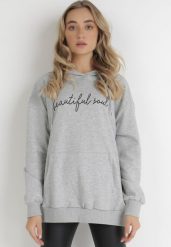Jasnoszara Bluza Acalelirea. Szare bluzy z kapturem damskie Born2be, l. Za 99.99 zł.