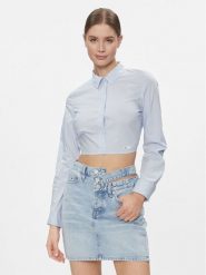 Tommy Jeans Koszula DW0DW17344 Błękitny Slim Fit. Niebieskie koszule damskie Tommy Jeans, l, bez wzorów, z jeansu, bez kołnierzyka, bez ramiączek. Za 299.99 zł.