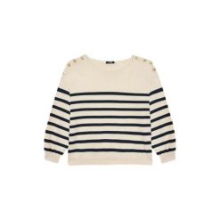 Sweter damski TBS Selen. Białe swetry klasyczne damskie Tbs, na lato, xl, z bawełny, bez kołnierzyka. Za 316.00 zł.