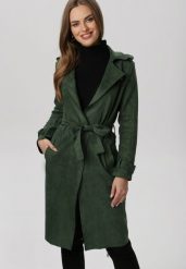 Zielony Płaszcz Viviroe. Zielone płaszcze damskie Born2be, m, bez wzorów, eleganckie. Za 159.99 zł.