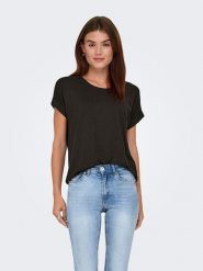 ONLY Koszulka w kolorze czarnym rozmiar: M. Czarne t-shirty damskie Only, m, bez wzorów, bez kołnierzyka. Za 59.95 zł.