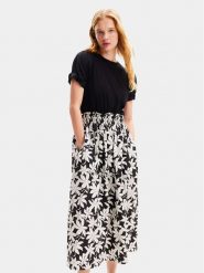 Desigual Sukienka letnia Marlon 24SWVW40 Czarny Regular Fit. Czarne sukienki damskie Desigual, na lato, s, bez wzorów, z bawełny, bez kołnierzyka, bez ramiączek. Za 439.99 zł.