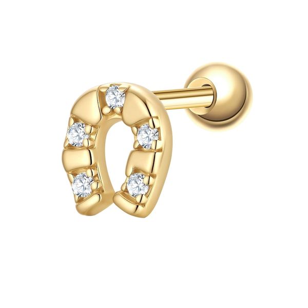Glanzstücke München Piercing Hufeisen z srebra próby 925 w kolorze zlotym z Zirkonia Kolczyki 1 ct Damski. Żółte kolczyki damskie Glanzstücke München, z cyrkonią, pozłacane. Za 110.49 zł.