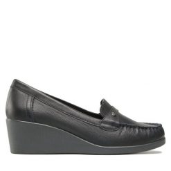 Półbuty Go Soft. Niebieskie półbuty damskie GO SOFT, bez wzorów, bez obcasa, na koturnie. Za 199.99 zł.