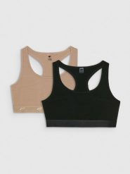 4F Biustonosz bawełniany z niskim wsparciem (2-pack) damski - multikolor M. Biustonosze sportowe damskie 4f, bez wzorów, z bawełny. Za 79.99 zł.