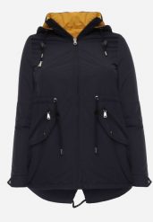 Granatowo-Żółta Przejściowa Kurtka Dwustronna o Kroju Parki z Pikowaniem Wewnątrz Zidelle. Niebieskie kurtki damskie Born2be, l, bez wzorów, z jeansu. Za 99.99 zł.