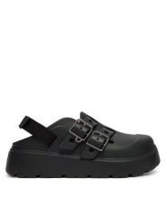 Crocs Sandały Loaferette Clog 214105 Czarny. Czarne sandały damskie Crocs, bez wzorów, z tworzywa sztucznego, bez obcasa, na płaskiej podeszwie. Za 319.99 zł.