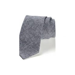 Krawat męski LINO len. Szare krawaty i muchy męskie Hisoutfit, bez wzorów, ze lnu. Za 129.00 zł.