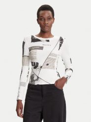 Desigual Bluzka Newspaper 25WWTK25 Biały Regular Fit. Białe bluzki damskie Desigual, l, bez wzorów, z wiskozy, bez kołnierzyka, bez ramiączek. Za 279.99 zł.