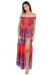 Isla Bonita by SIGRIS Sukienka w kolorze koralowym rozmiar: XL. Czerwone sukienki damskie Isla Bonita by SIGRIS, na co dzień, xl, bez wzorów, bez kołnierzyka, bez ramiączek, maxi, proste. Za 123.82 zł.