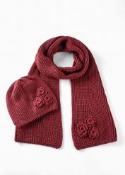 Szal + czapka (2 części). Czerwone czapki zimowe damskie bonprix. Za 99.99 zł.