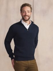 Sweter z długim rękawem TBS Nouvicam. Niebieskie kardigany męskie Tbs, na zimę, xl, bez wzorów, z bawełny, eleganckie, bez kołnierzyka. Za 331.50 zł.