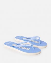 Japonki damskie Rip Curl Icons Of Surf Bloom. Niebieskie klapki damskie Rip Curl, bez wzorów, z materiału, bez obcasa. Za 73.99 zł.