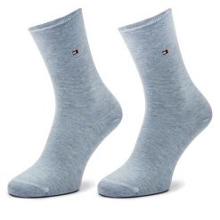 Skarpety długie Tommy Hilfiger. Niebieskie skarpetki damskie Tommy Hilfiger, bez wzorów. Za 39.99 zł.