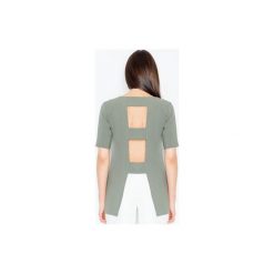 Bluzka M440 Oliwka. Zielone bluzki damskie Figl, m, bez wzorów, bez kołnierzyka, bez ramiączek. Za 129.00 zł.