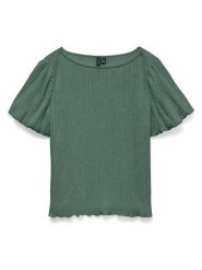 Vero Moda Bluzka w kolorze zielonym rozmiar: M. Zielone bluzki damskie Vero Moda, m, bez wzorów, bez kołnierzyka, bez ramiączek. Za 110.81 zł.