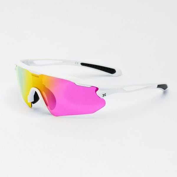 Okulary do biegania / jazdy na rowerze – Kategoria 3. Białe okulary przeciwsłoneczne męskie HYSTRIDE, z materiału, owalne. Za 274.00 zł.
