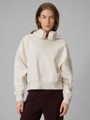 4F Bluza dresowa regular z kapturem damska - biała L. Białe bluzy z kapturem damskie 4f, l, z dresówki. Za 159.99 zł.