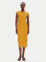 PINKO Sukienka dzianinowa 104745 A2FR HN7 Brązowy Regular Fit. Brązowe sukienki damskie Pinko, l, bez wzorów, z dzianiny, bez kołnierzyka, bez ramiączek. Za 1,129.00 zł.