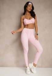 Jasnoróżowy Komplet Sportowy Zdobiony Przeszyciami Legginsy i Top Filaranea. Czerwone legginsy damskie Renee, m, z aplikacjami, z jeansu, bez ramiączek. Za 79.99 zł.