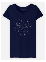 WOOOP Koszulka "Whale Constellation" w kolorze granatowym rozmiar: S. Niebieskie bluzki damskie Wooop, s, bez wzorów, z bawełny, bez kołnierzyka, bez ramiączek. Za 56.79 zł.