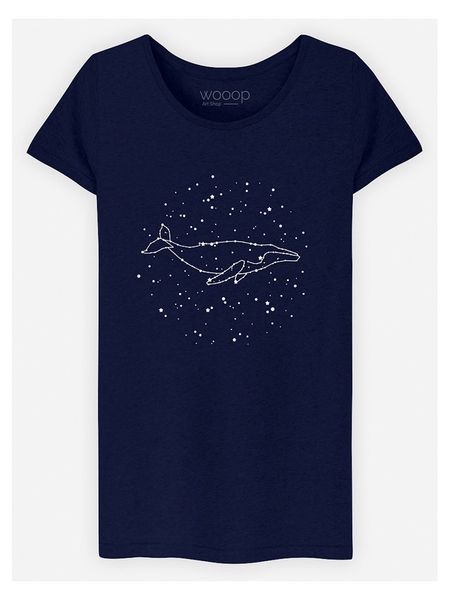 WOOOP Koszulka "Whale Constellation" w kolorze granatowym rozmiar: S. Niebieskie bluzki damskie Wooop, s, bez wzorów, z bawełny, bez kołnierzyka, bez ramiączek. Za 74.11 zł.