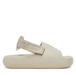 Sandały adidas. Brązowe sandały damskie Adidas, bez wzorów, bez obcasa, na płaskiej podeszwie. Za 189.99 zł.