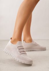 Beżowe Sznurowane Buty Sportowe Sneakersy z Siateczki Caeolea. Brązowe buty sportowe na co dzień damskie Born2be, bez wzorów, z jeansu, na fitness i siłownię. Za 59.99 zł.