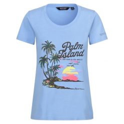 Koszulka Damska Filandra VIII Z Drzewem Palmowym. Niebieskie t-shirty damskie Regatta, xl, bez wzorów, bez kołnierzyka. Za 41.99 zł.