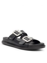 DeeZee Klapki ARABELLA KL-E566-40 Czarny. Czarne klapki damskie DeeZee, bez wzorów, ze skóry, bez obcasa. Za 139.99 zł.